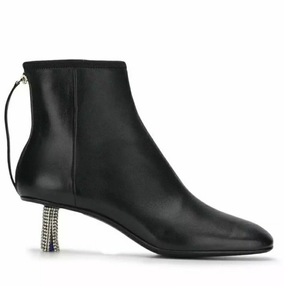 NWT Rare CK Leather Embellished Crystal Booties